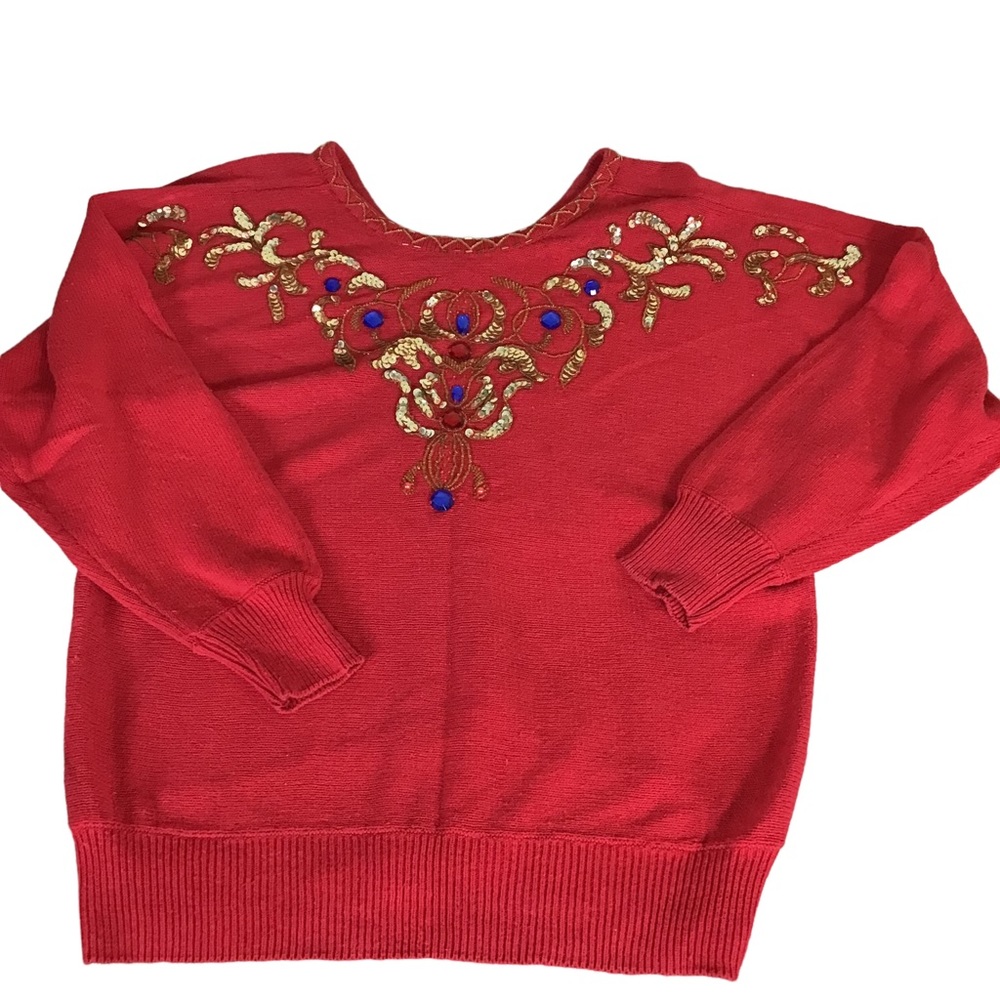 Diane Marco  Vintage sequins Embellished off the shoulder Sweater Women size 18W